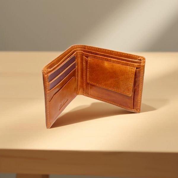 Pure Leather Wallet -Brown - Image 2