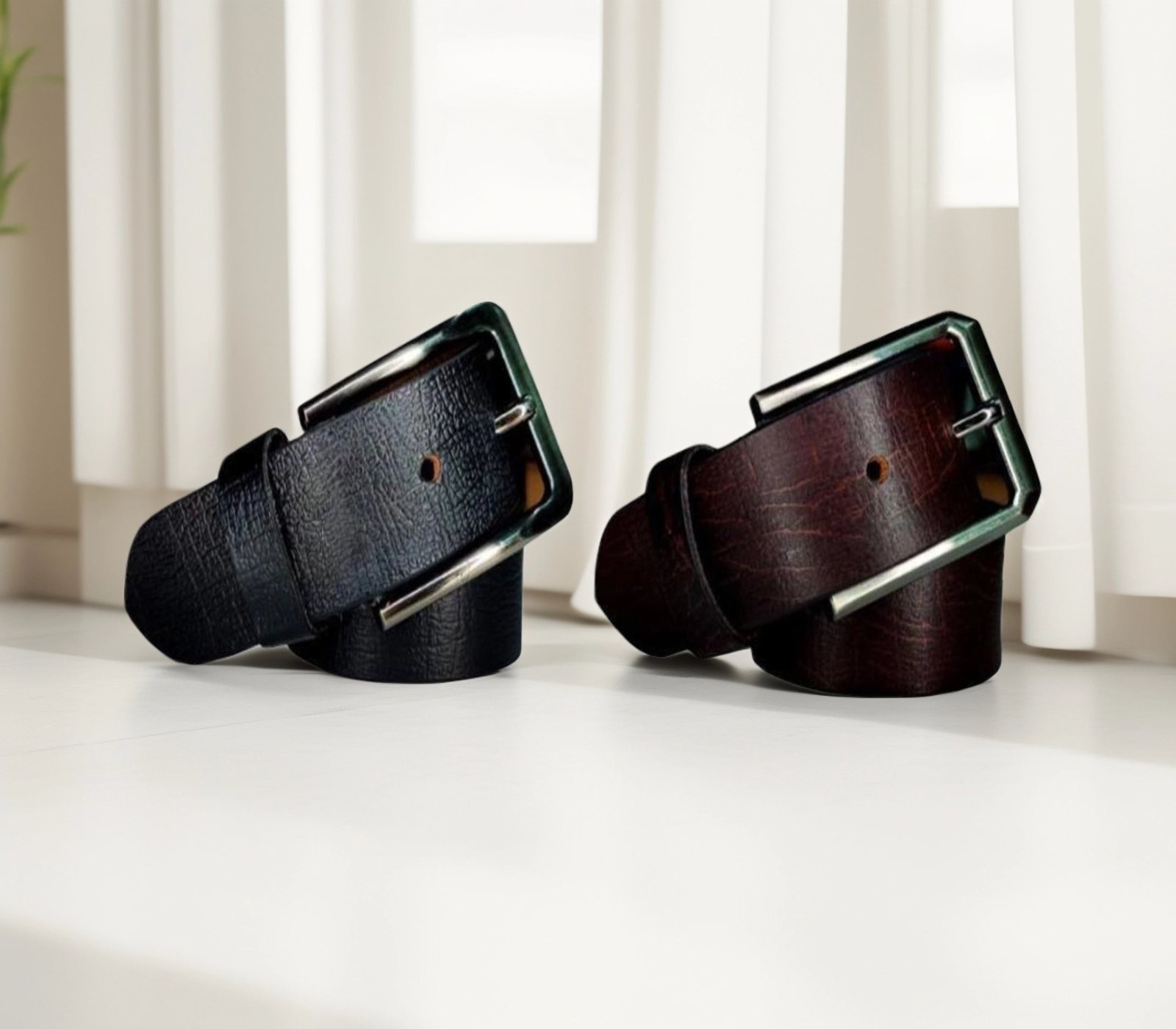 Combo of TWO Leather Belt (Brown & Black )